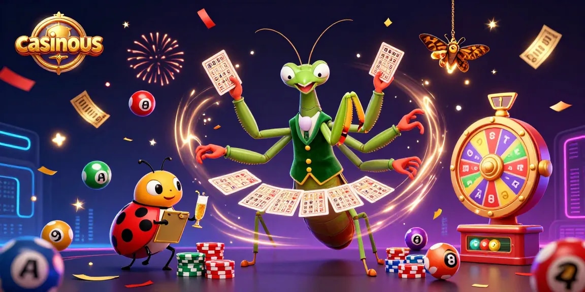 Experience thrilling casino action with casinous in this vibrant 3D illustration, featuring dynamic games and characters.