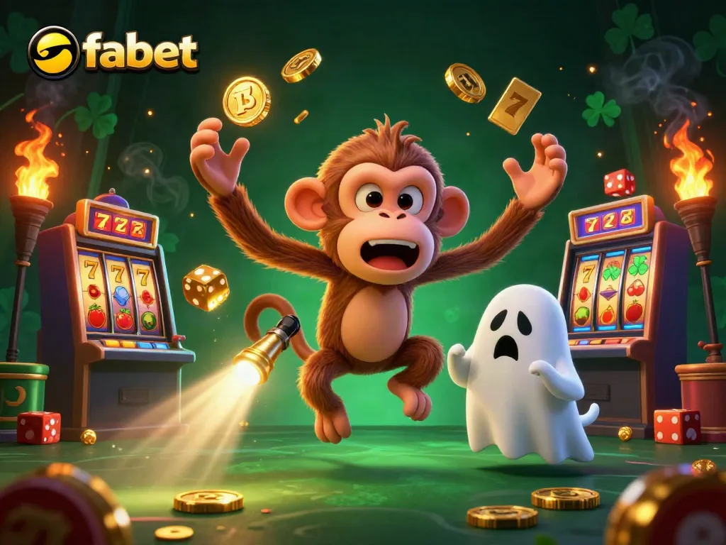 Experience fabet's thrilling slot adventures as a playful ghost juggles golden prizes in an enchanted setting.