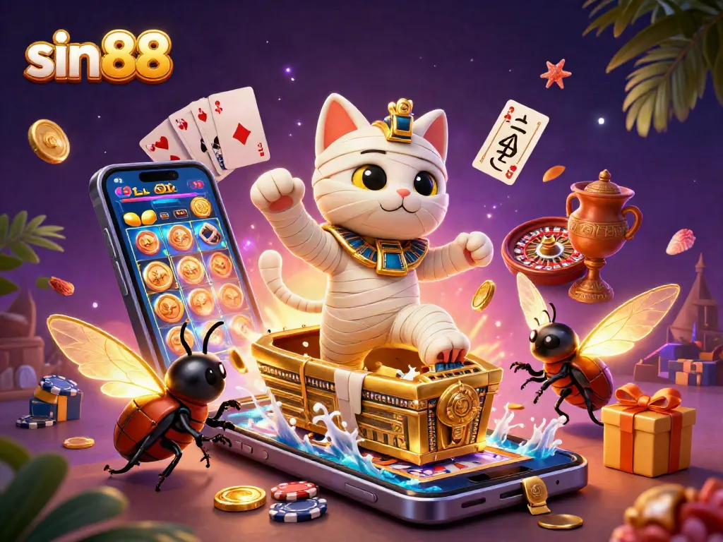 Experience thrilling gambling with sin88 in a vibrant, mystical casino scene featuring adventure elements.