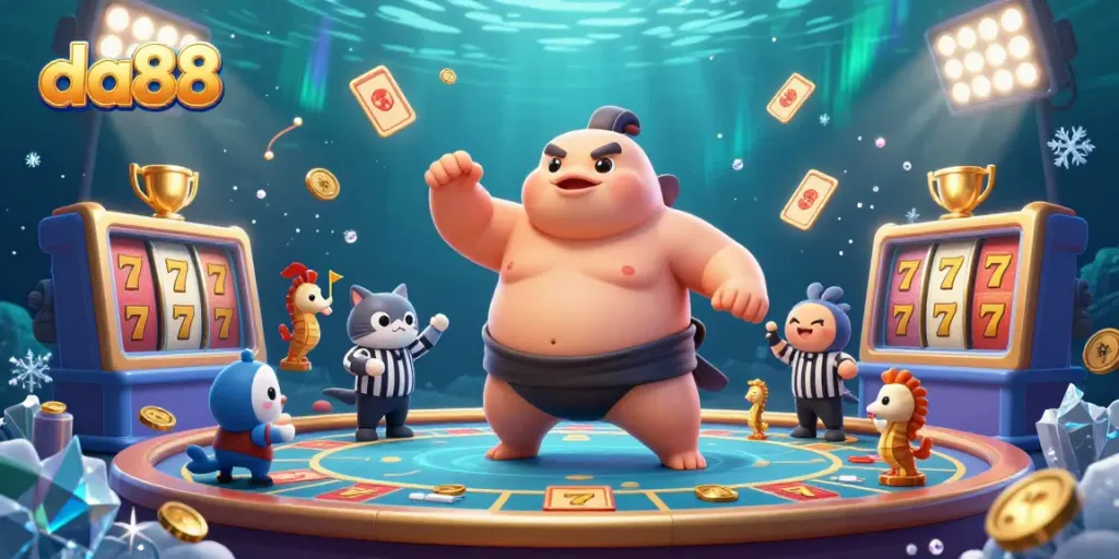 Experience thrilling gameplay at da88 with vibrant characters and casino elements in this lively underwater scene.