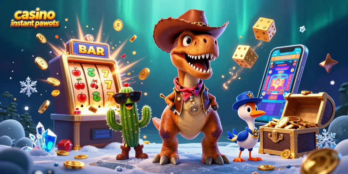 Experience casino instant payouts with vibrant 3D cowboy dinosaur and dynamic game elements.